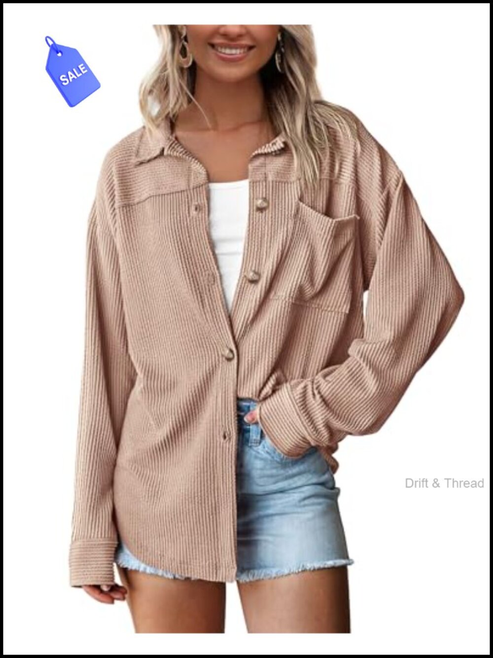 PRETTYGARDEN Textured Oversized Button Down Shirt Jacket Shacket